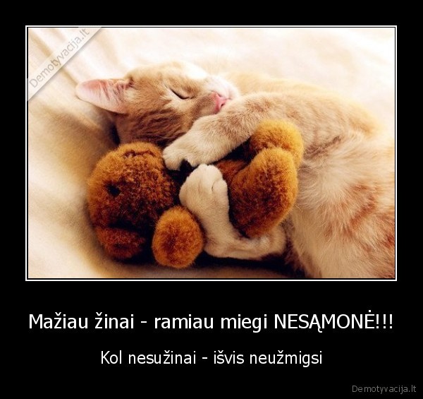 Mažiau žinai - ramiau miegi NESĄMONĖ!!! - Kol nesužinai - išvis neužmigsi. 