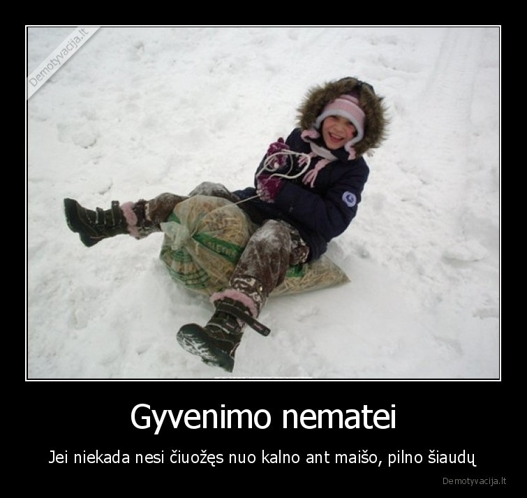 Gyvenimo nematei - Jei niekada nesi čiuožęs nuo kalno ant maišo, pilno šiaudų. 