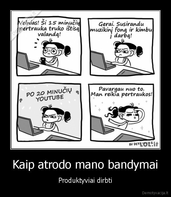 Kaip atrodo mano bandymai - Produktyviai dirbti. 