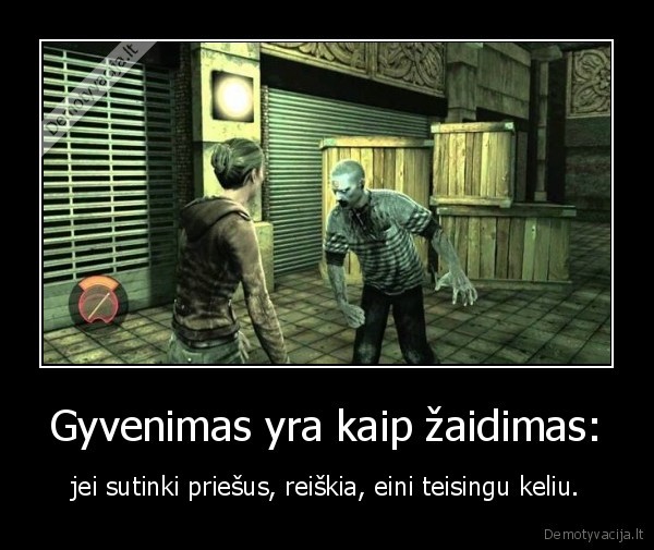 Gyvenimas yra kaip žaidimas: - jei sutinki priešus, reiškia, eini teisingu keliu.. 