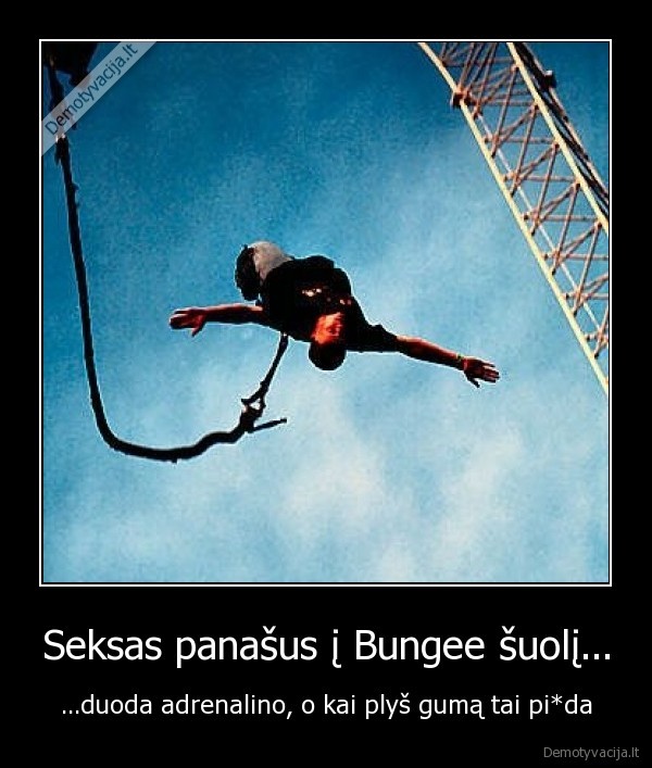 Seksas panašus į Bungee šuolį... - ...duoda adrenalino, o kai plyš gumą tai pi*da. 