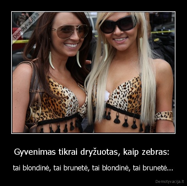 Gyvenimas tikrai dryžuotas, kaip zebras:  - tai blondinė, tai brunetė, tai blondinė, tai brunetė.... 
