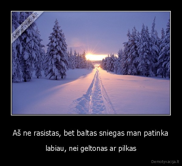 Aš ne rasistas, bet baltas sniegas man patinka - labiau, nei geltonas ar pilkas. 