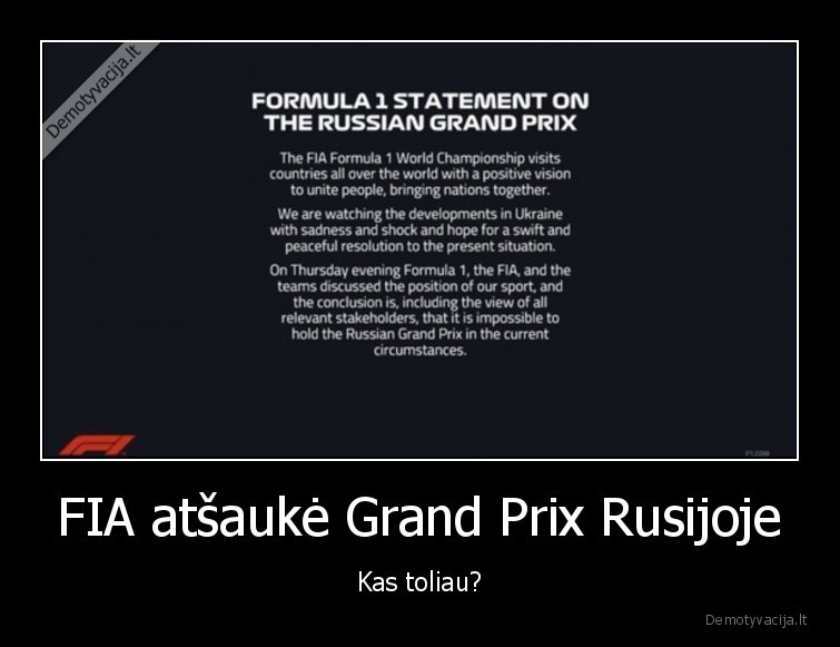 FIA atšaukė Grand Prix Rusijoje - Kas toliau?. 