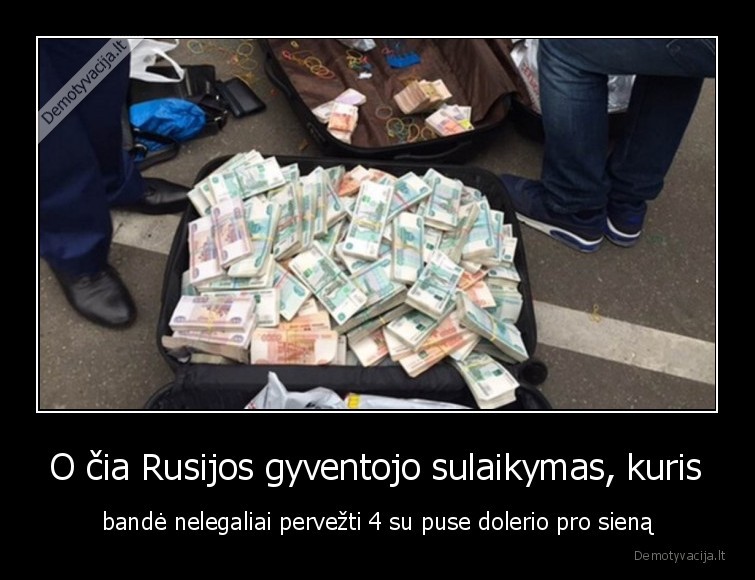 O čia Rusijos gyventojo sulaikymas, kuris - bandė nelegaliai pervežti 4 su puse dolerio pro sieną. 