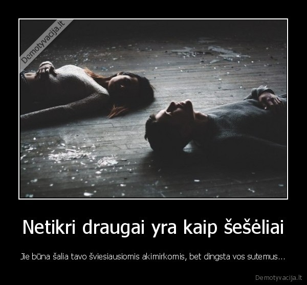 Netikri draugai yra kaip šešėliai - Jie būna šalia tavo šviesiausiomis akimirkomis, bet dingsta vos sutemus.... 