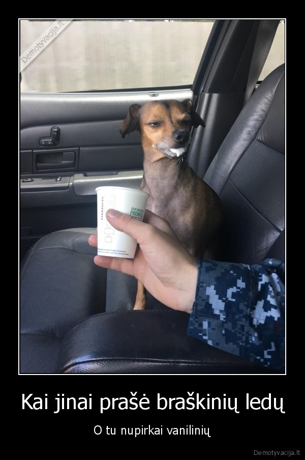 Kai jinai prašė braškinių ledų - O tu nupirkai vanilinių. 