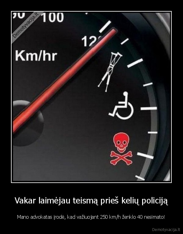 Vakar laimėjau teismą prieš kelių policiją - Mano advokatas įrodė, kad važiuojant 250 km/h ženklo 40 nesimato!. 