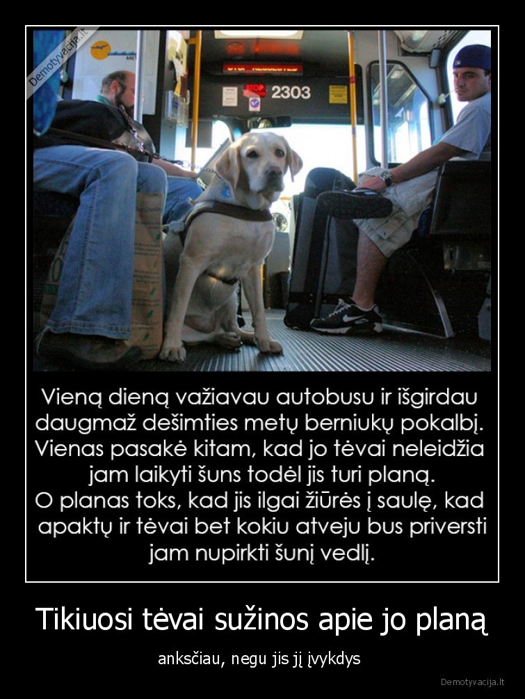 Tikiuosi tėvai sužinos apie jo planą - anksčiau, negu jis jį įvykdys . 