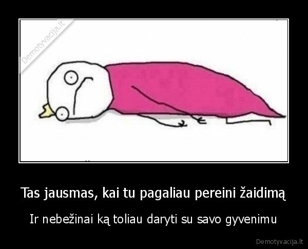 Tas jausmas, kai tu pagaliau pereini žaidimą - Ir nebežinai ką toliau daryti su savo gyvenimu. 