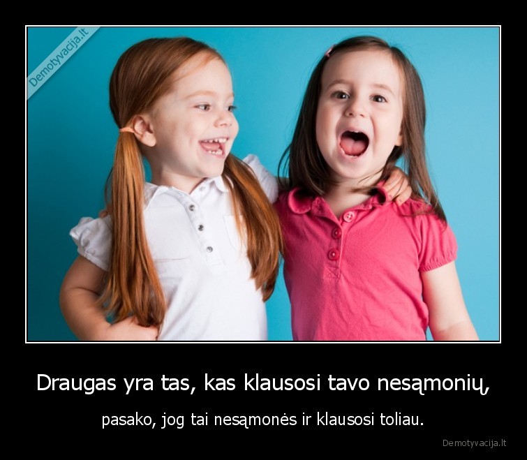 Draugas yra tas, kas klausosi tavo nesąmonių, - pasako, jog tai nesąmonės ir klausosi toliau.. 