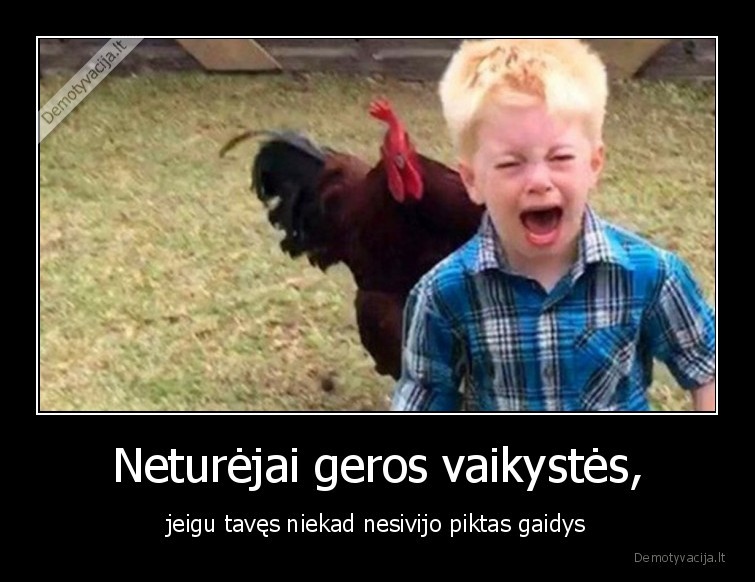 Neturėjai geros vaikystės, - jeigu tavęs niekad nesivijo piktas gaidys. 