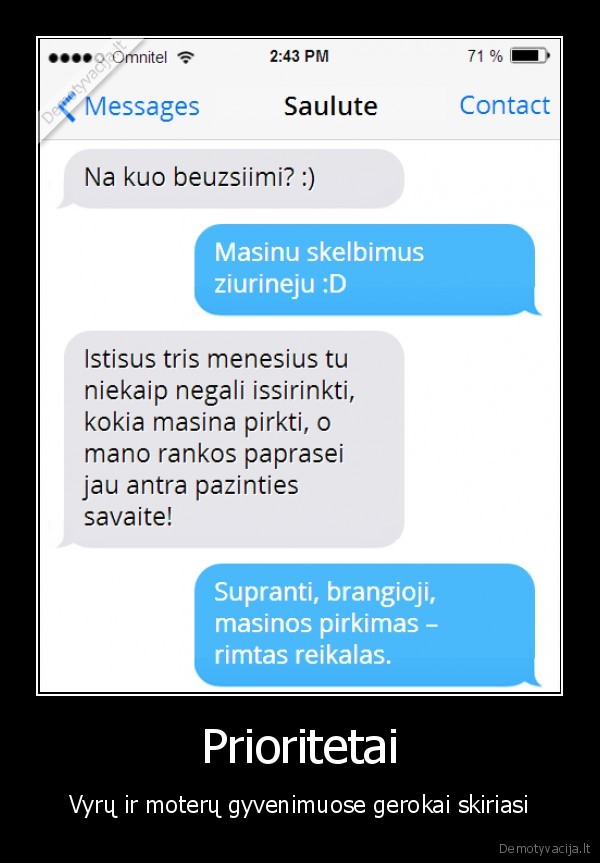 Prioritetai - Vyrų ir moterų gyvenimuose gerokai skiriasi. 