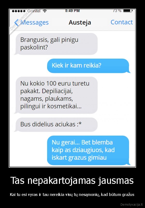 Tas nepakartojamas jausmas - Kai tu esi vyras ir tau nereikia visų tų nesąmonių, kad būtum gražus. 