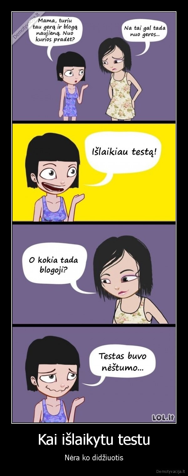 Kai išlaikytu testu - Nėra ko didžiuotis. 