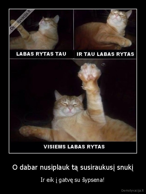 O dabar nusiplauk tą susiraukusį snukį - Ir eik į gatvę su šypsena!. 