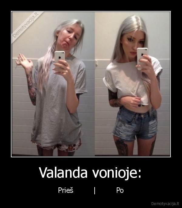 Valanda vonioje: - Prieš         |         Po. 