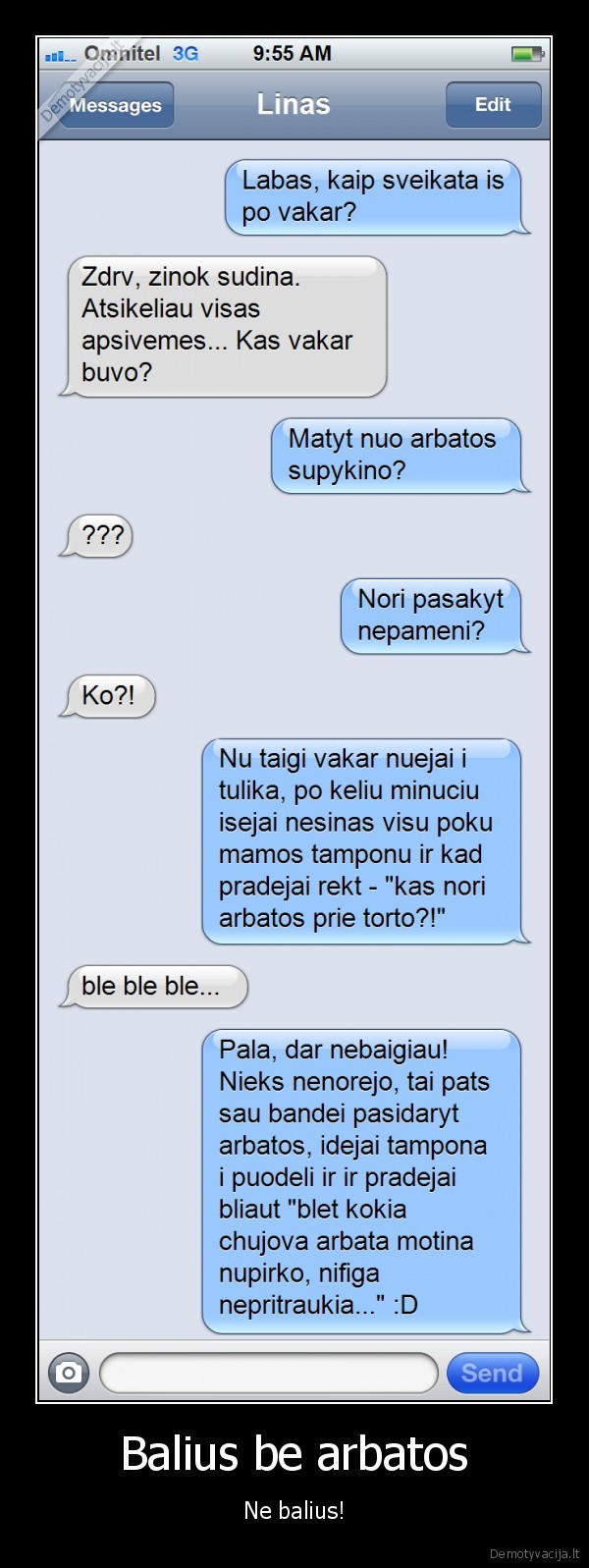 Balius be arbatos - Ne balius!. 