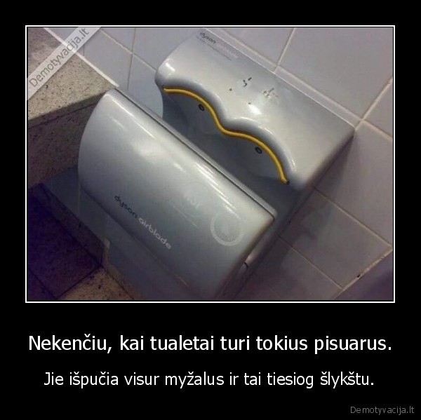 Nekenčiu, kai tualetai turi tokius pisuarus. - Jie išpučia visur myžalus ir tai tiesiog šlykštu.. 
