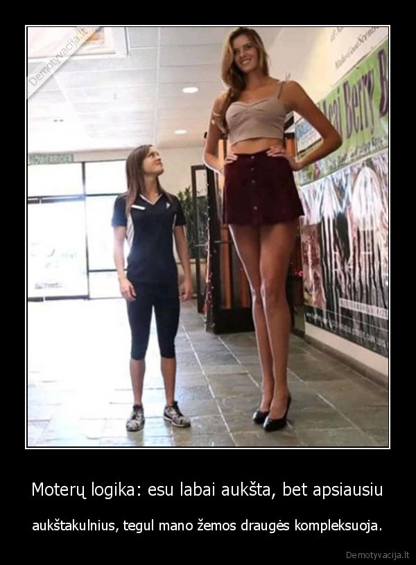Moterų logika: esu labai aukšta, bet apsiausiu - aukštakulnius, tegul mano žemos draugės kompleksuoja.. 