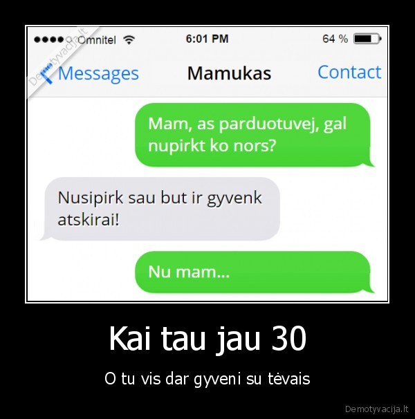 Kai tau jau 30 - O tu vis dar gyveni su tėvais. 