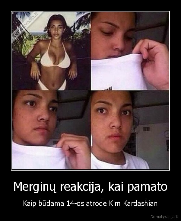 Merginų reakcija, kai pamato - Kaip būdama 14-os atrodė Kim Kardashian. 