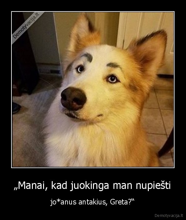 „Manai, kad juokinga man nupiešti - jo*anus antakius, Greta?“. 