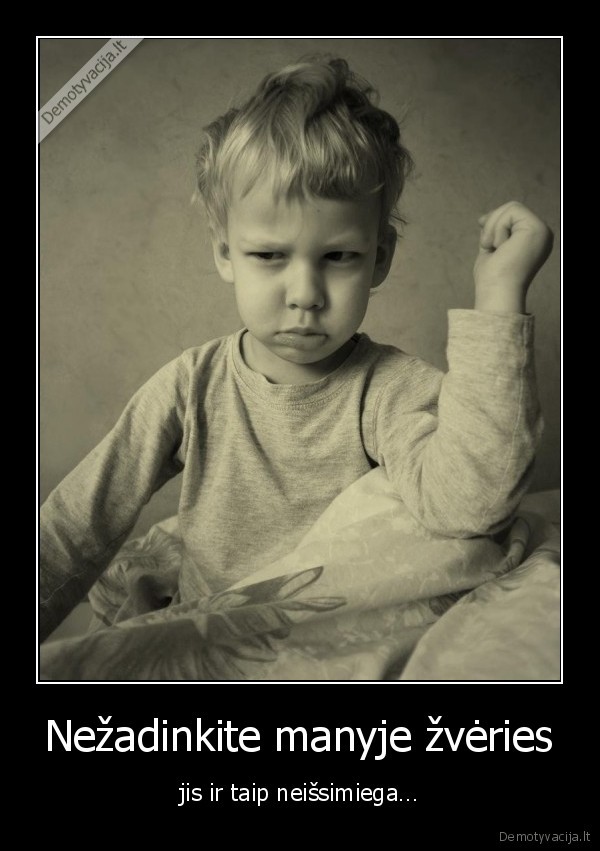 Nežadinkite manyje žvėries - jis ir taip neišsimiega…. 