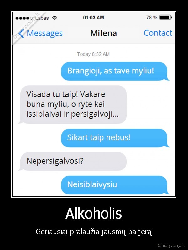 Alkoholis - Geriausiai pralaužia jausmų barjerą. 