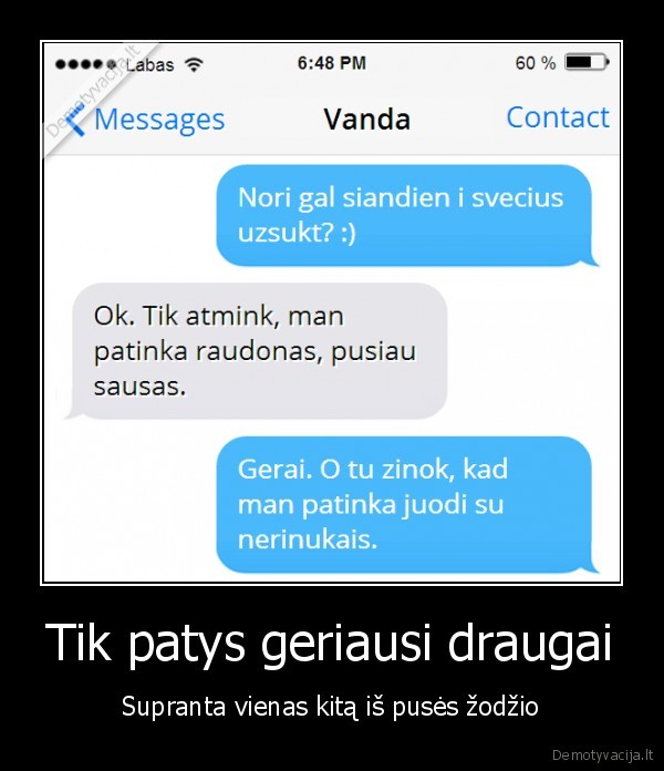Tik patys geriausi draugai - Supranta vienas kitą iš pusės žodžio. 