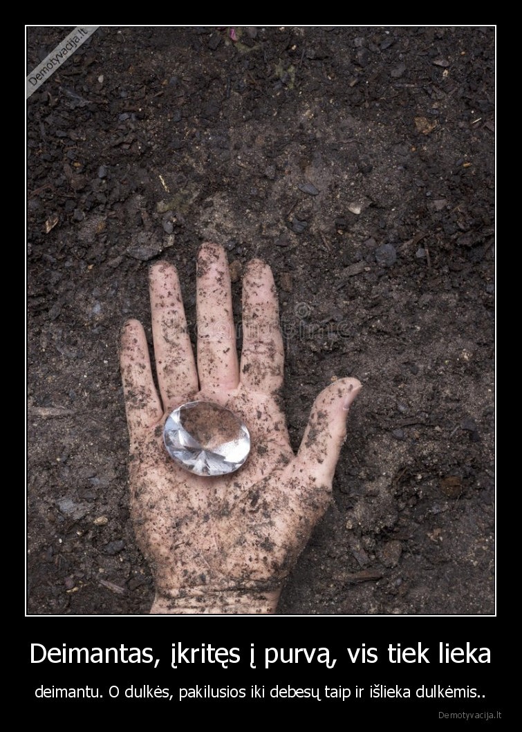 Deimantas, įkritęs į purvą, vis tiek lieka - deimantu. O dulkės, pakilusios iki debesų taip ir išlieka dulkėmis... 