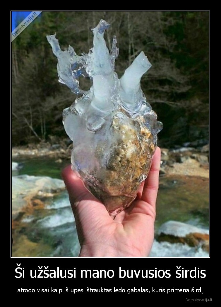 Ši užšalusi mano buvusios širdis - atrodo visai kaip iš upės ištrauktas ledo gabalas, kuris primena širdį. 