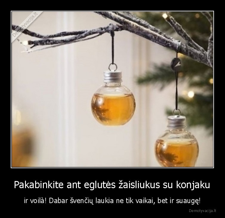 Pakabinkite ant eglutės žaisliukus su konjaku - ir voilà! Dabar švenčių laukia ne tik vaikai, bet ir suaugę!. 