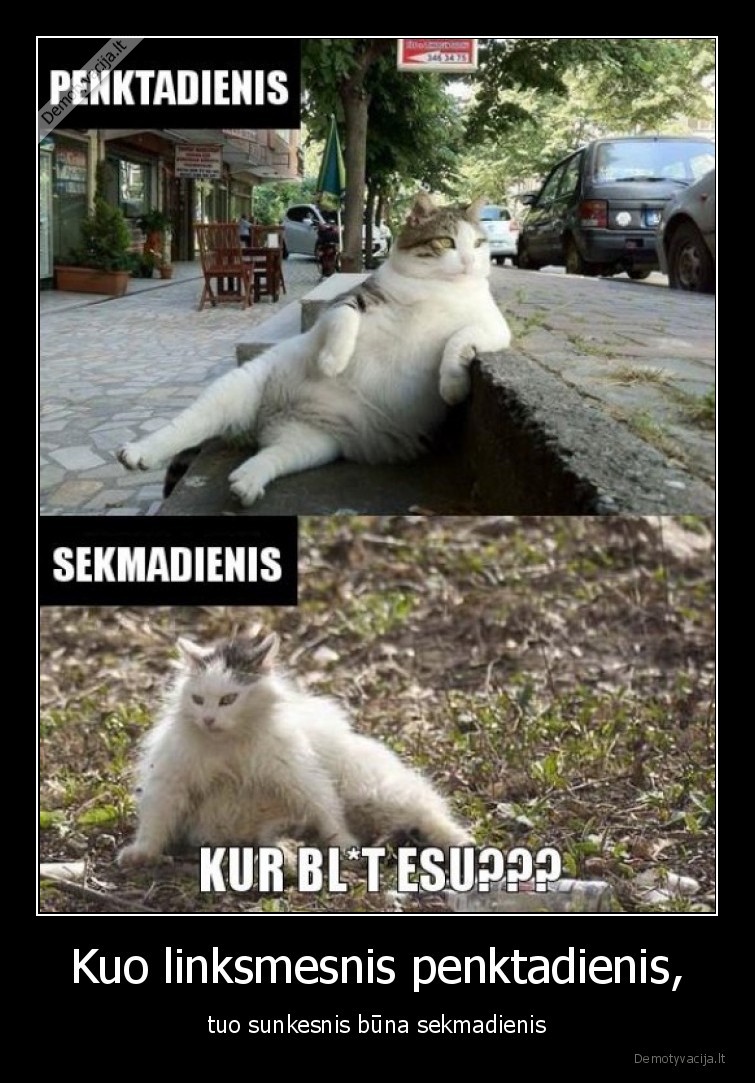 Kuo linksmesnis penktadienis, - tuo sunkesnis būna sekmadienis. 