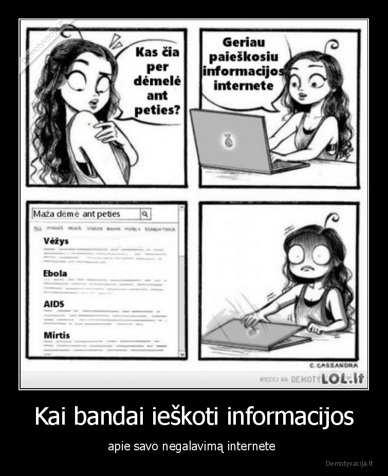 Kai bandai ieškoti informacijos - apie savo negalavimą internete . 