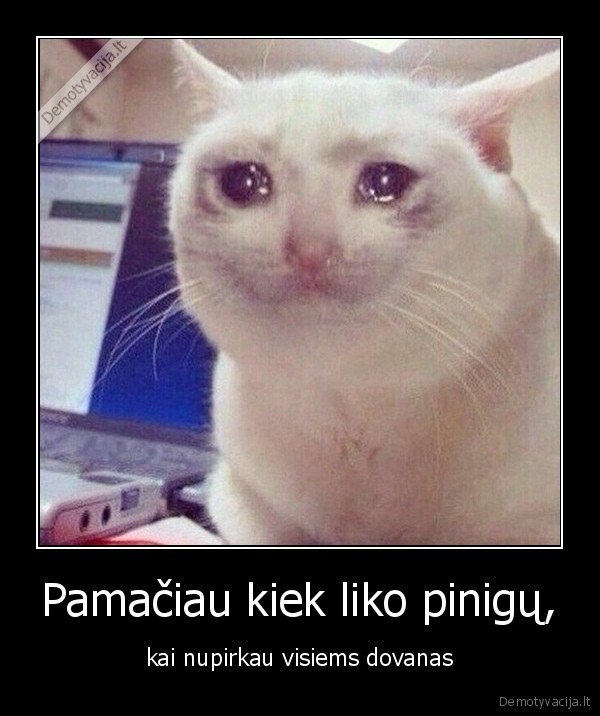 Pamačiau kiek liko pinigų, - kai nupirkau visiems dovanas. 