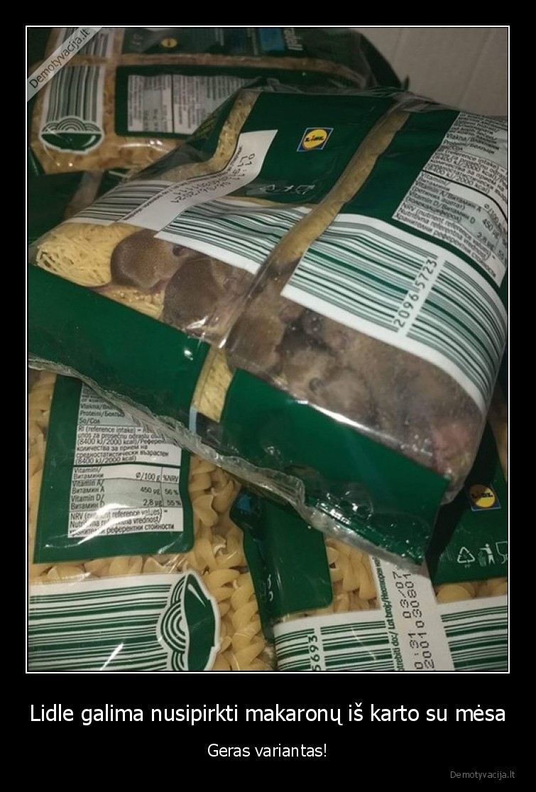 Lidle galima nusipirkti makaronų iš karto su mėsa - Geras variantas!. 