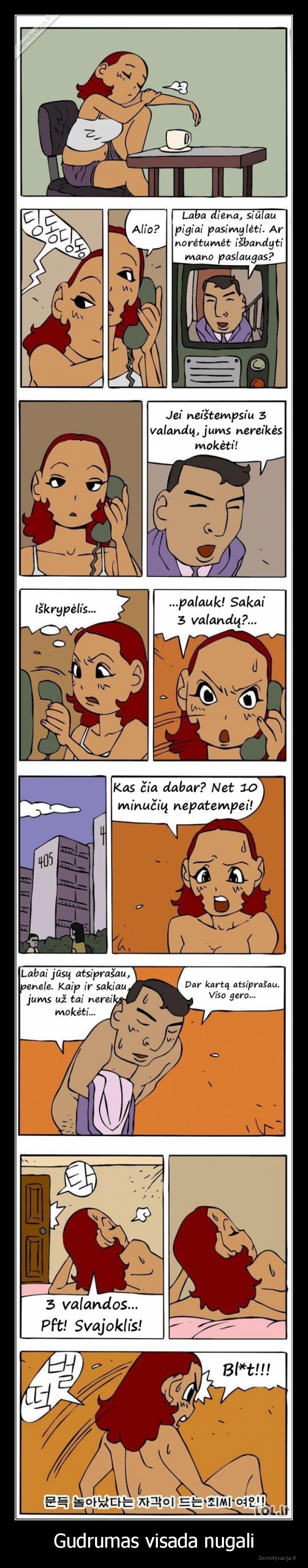 Gudrumas visada nugali. 