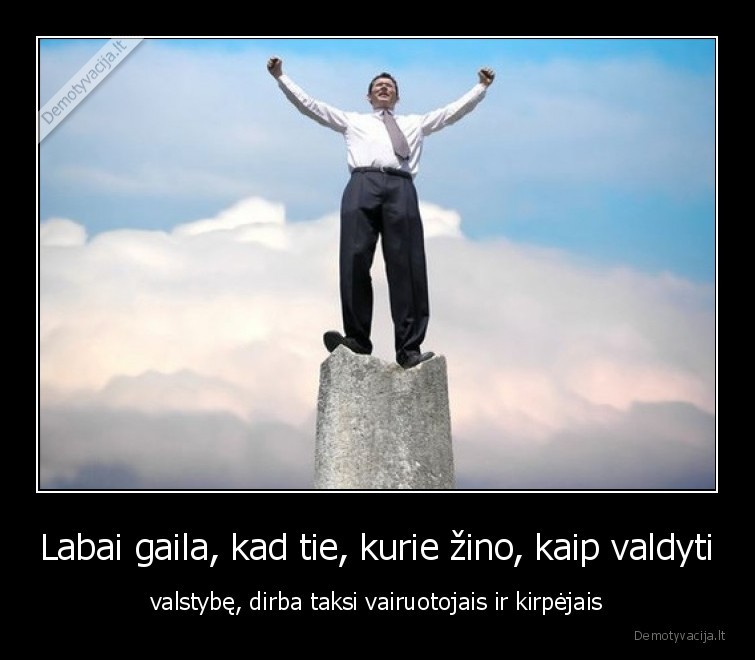 Labai gaila, kad tie, kurie žino, kaip valdyti - valstybę, dirba taksi vairuotojais ir kirpėjais. 