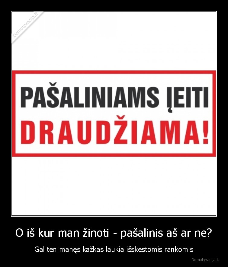 O iš kur man žinoti - pašalinis aš ar ne? - Gal ten manęs kažkas laukia išskėstomis rankomis. 