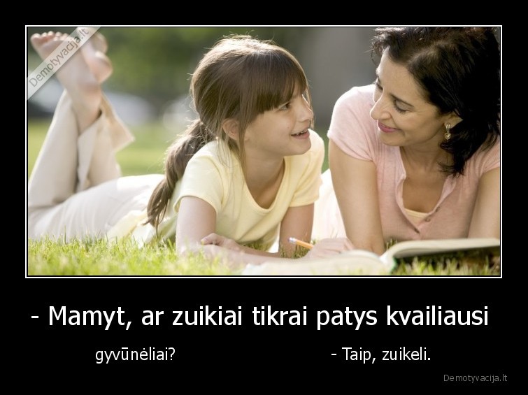 - Mamyt, ar zuikiai tikrai patys kvailiausi  - gyvūnėliai?                              - Taip, zuikeli.. 