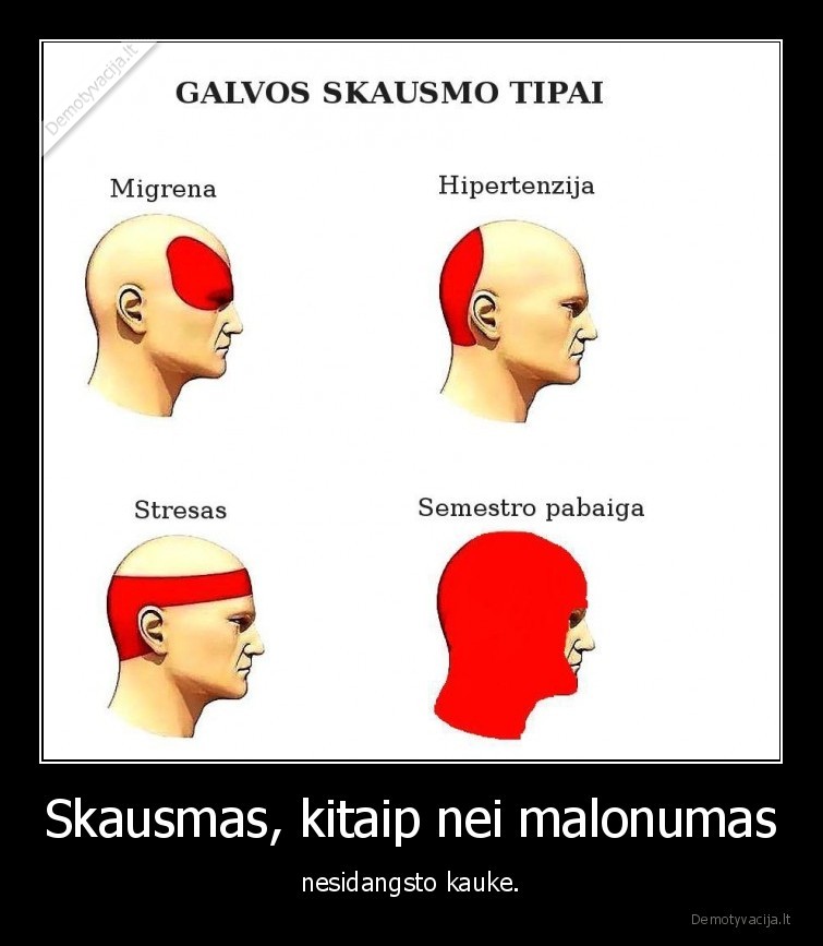 Skausmas, kitaip nei malonumas - nesidangsto kauke.