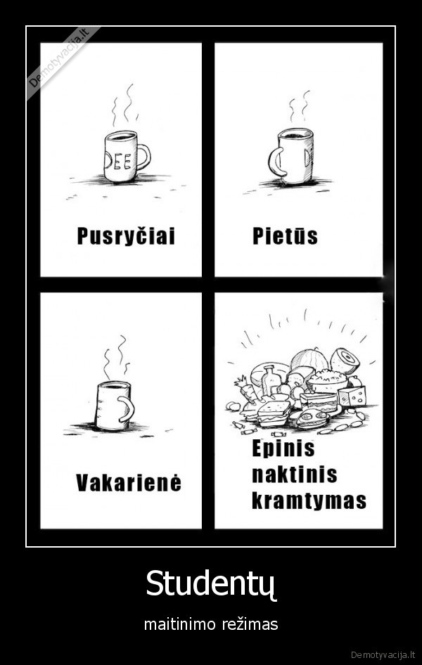 Studentų - maitinimo režimas. 