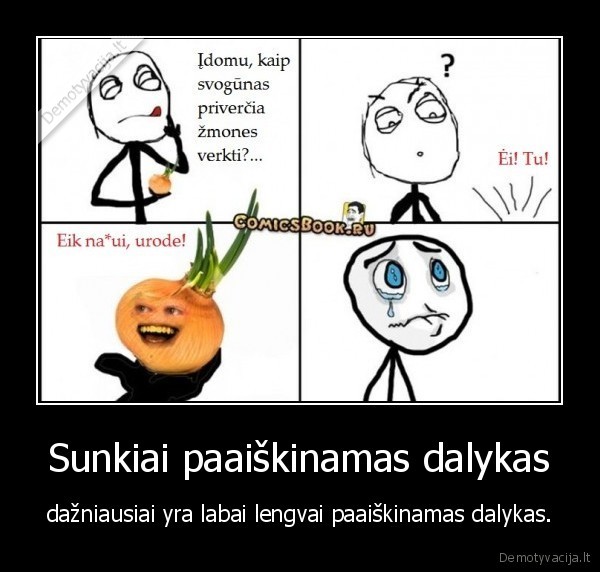 Sunkiai paaiškinamas dalykas - dažniausiai yra labai lengvai paaiškinamas dalykas.. 