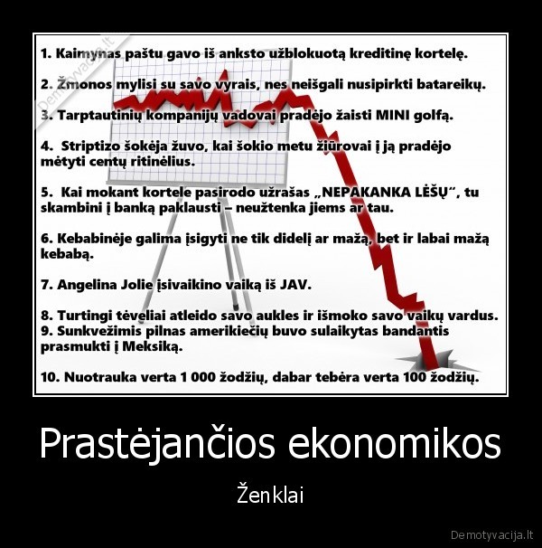 Prastėjančios ekonomikos - Ženklai. 