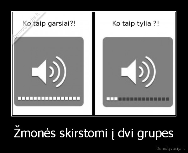 Žmonės skirstomi į dvi grupes. 