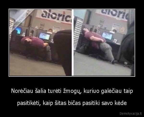 Norėčiau šalia turėti žmogų, kuriuo galėčiau taip - pasitikėti, kaip šitas bičas pasitiki savo kėde. 