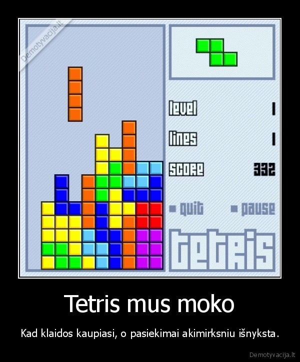 Tetris mus moko - Kad klaidos kaupiasi, o pasiekimai akimirksniu išnyksta.. 