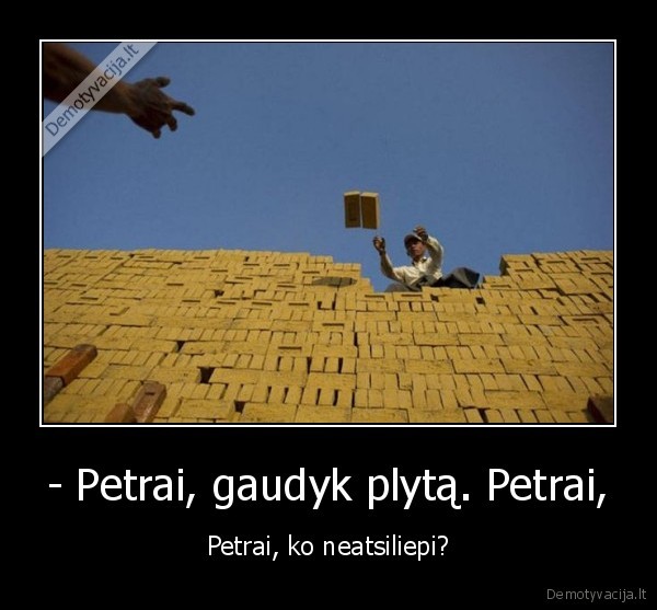 - Petrai, gaudyk plytą. Petrai, - Petrai, ko neatsiliepi?. 