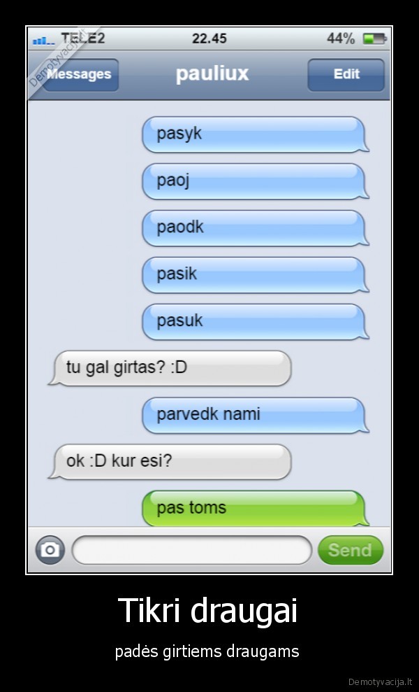 Tikri draugai - padės girtiems draugams . 